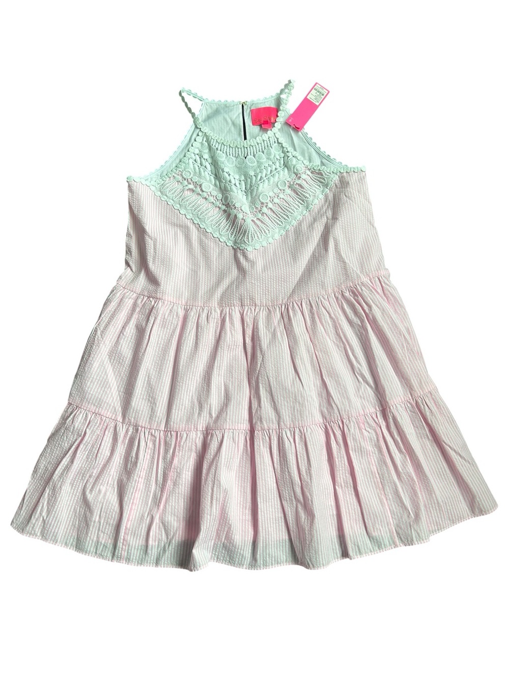 Lily Pulitzer BRITT SEERSUCKER STRIPED HALTER‎ DRESS Havana Pink Size 8 New - Picture 4 of 8